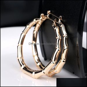 Hoop Hie Exaggerated Bamboo Earrings Stars With The Same Street Dance Nightclub Hip Hop Earring Drop Delivery 2021 Jewelry Bdehome Dhndl