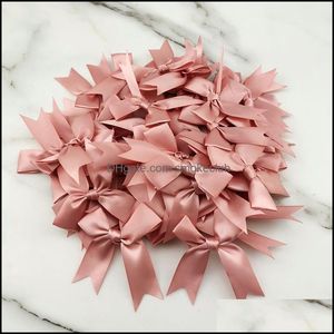 (50 Pcs/Pack) 85*85Mm Fresh Ribbon Bows Small Size Satin Bow Flower Craft Decoration Handwork Diy Party Drop Delivery 2021 Christmas Decorat