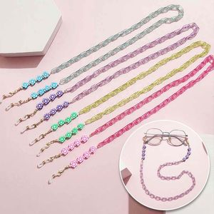 Anti-lost Face Cover Chain Sweet Candy Color Flower Acrylic Lanyard Glasses Necklace For Women Link Chain Necklaces Strap Holder