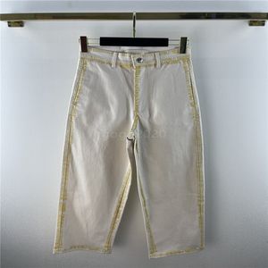 2022 Womens Girls Cotton Borderys Designer calça jeans com botões de letra fêmea Milão Milan Runway Casual Jersey Outwear Denim Casual Longo Longo Longo