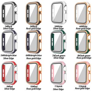 Apple Watch Case 용 45mm 44mm 42mm 41mm 41mm 38mm 시리즈 7 6 5 SE 럭셔리 다이아몬드 여성 커버 스크린 프로텍터