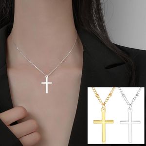 Ketten Frauen Halskette Gold Dünne Kette Kleines Kreuz Paar Mtetal Silber Farbe Schmuck Pullover