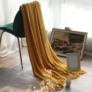 Koce Nordic Chenille Dzianiny Koc z Tassel Bedspread Sofa Pokrywa Travel Line Travel Dleding Home Decor