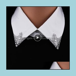 Pins broches sieraden vintage mode driehoek shirt kraag pen voor mannen en vrouwen uitgehold kroon broche corner embleem accessoires drop