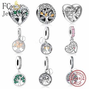 925 Silver Fit Pandora Charm 925 Bracelet Family Tree of Life Mix Zircon Bead For Women Christmas Berloque New charms set Pendant DIY Fine Beads Jewelry