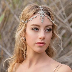 Retro Wedding Bridal Butterfly Headband Zircon Hairband Indian Forehead Hair Accessories Band Jewelry Party Prom Women Headdress Ornament Silver Gold