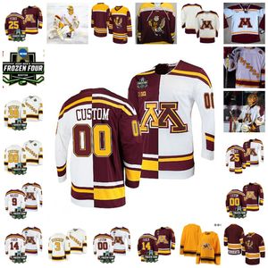 2022 NCAA Dondurulmuş Dört Şampiyonası Minnesota Altın Gophers Hokey Jersey Özel 23 Ryan Johnson 24 Jaxon Nelson 25 Jack Perbix 26 Carl Balık Blake McLaughlin Formalar