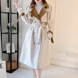 Kvinnors trenchrockar 2022 Autumn Winter Fashion Elegant Women Coat Long Windbreaker Korean Double Breasted Belt Office Lady Dust