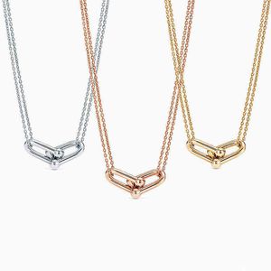 Kvinnors halsband S925 Sterling Silver U Shape Chain Fashion Charm Rose Gold Pendant Necklace Gift