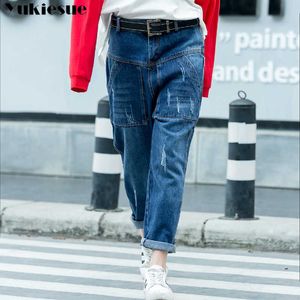 High Warized Jeans Woman Fashionable Loose Casual S Women Ripped Boyfriend Womens 210608