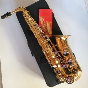 Europäisches High-End-E-Flat-Profi-Altsaxophon in Messingfarbe mit hochwertiger Oberfläche und vergoldeter Eb-Altsaxophon-Instrument