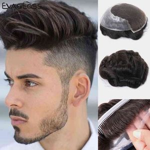 EVAGLOSS Men s Wig Natural Hairline Q6 Style Mens System Lace Thin PU Replacement System Pure Handmade For Mens Toupee H220512