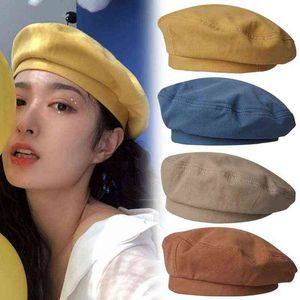 Cotton Women Spring Beret Hats Vintage francuska kraciasty na czapkę wojskową kapelusz malarz jesień ulicy dziewczęta ośmiokątne beret caps j220722