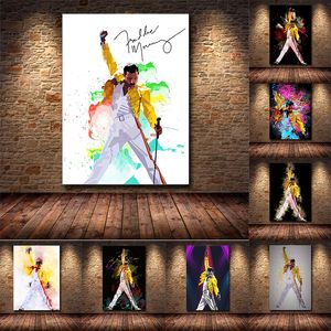 Resumo Klassisk Veggmaleri Freddy Mercury Queen Bohemian Rhapsody Canvas Pintura Poster Sala Decoração de casa PictureCuadros