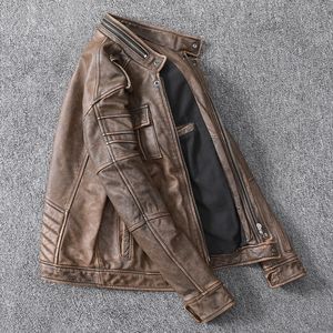 Men's Leather Faux Leather Men Cowhide Coat Male Genuine Leather Jacket Vi 220823