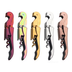 Kitchen Tools Golden Color Wine Corkscrew Stainless Steel Bottle Opener Knife Pull Tap Double Hinged Corkscrew Gifts ZC1107