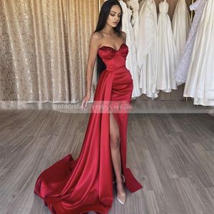 Vestidos De graduación De sirena largos, escote corazón, Dubia árabe, vestidos De noche formales con abertura lateral, batas De fiesta 2022