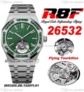 R8F V3 Flying Tourbillon A2950 Automatic Mens Watch 41 Selfwinding 2653 Extra Thin Emerald Bezel Green Dial Stainless Steel Bracelet 2022 Super Edition Pureitme A1