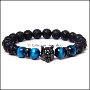 Bracciali di perline braccialetti gioielli fatti a mano da 8 mm da 8 mm uomini braccialette naturale tigre blu tigre blu per perle nere lupo di lupo fascino di energia cala goccia goccia
