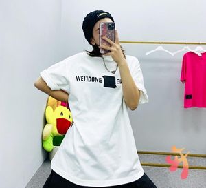 Homens camisetas Weiidone Alta Qualidade Plástica de Plástico Pequenas mangas Curtas Quadradas Oversize Welldone Casual