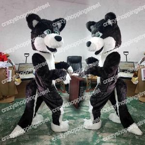 Halloween Black Husky Dog Maskottchen Kostüm Cartoon Tier Thema Charakter Weihnachten Karneval Party Fancy Kostüme Erwachsene Größe Outdoor Outfit