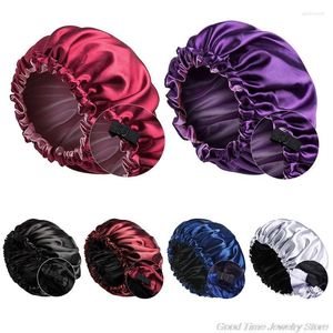 Satin Bonnet Sleep Cap Extra Large Double Layer Reversible Adjustable Night Sleeping Turban Hat Hair Wrap Head Cover M16 21 Beanie/Skull Ege