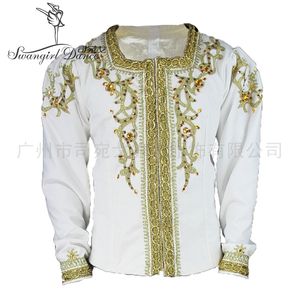 men's professional white gold ballet stage costume boys ballet dance jacket tops performance outwear BM0001