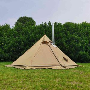 Lightweight 210T Plaid Ripstop Pyramid Tent for Winter Camping with Snow Skirt, 1.6M Tall, Stove Jack Included - H220419