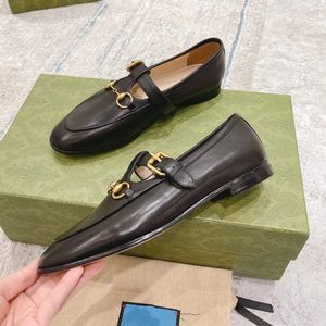 2022 100% leather designer shoes women dress Casual Shoes luxury style for autumn spring balanced sole low heel and shallow edge metal buckle fashion loafers with box