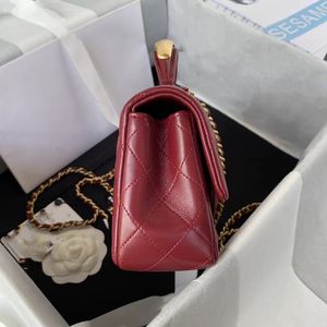 7A Ny toppkvalitet Ladies Crossbody Designer 22B Metal Handle Mini Handbag Classic Fashion SheepSskin Name Märke 20 cm Flip Bag Original Presentlåda AS2431