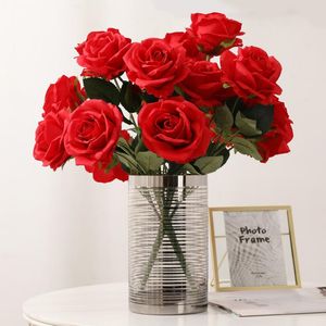 Flores decorativas grinaldas simulação de 10 dole rosas seda falsa sala artificial sala de estar mesa de jantar decoração de casamento alta qualidade