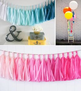 Großhandel - 25 cm 10 Zoll Quasten Seidenpapier Blumen Girlande Banner Bunting Flag Party Dekor Handwerk für Hochzeitsdekoration usw