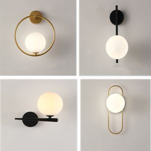 Wall Lamps Nordic Glass Ball LED Wall Light for Living Room Interior Bedroom Lighting Fixture with 7w G9 Bulb Sconce Home