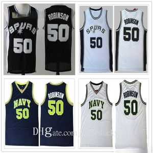 Xflsp Vintage Man David 50 Robinson Maglie Nero Bianco Colore Basket College Camicie Economici All'ingrosso Spedizione veloce Traspirante Taglia S-3XL