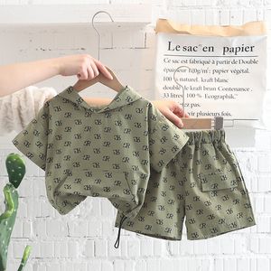 Novo verão casual crianças roupas infantis do bebê meninos 2 pçs ternos carta capuz camiseta + shorts da criança meninas conjuntos de roupas