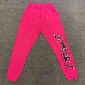 2022ss Young Thug 555555 Pink Pants Men Women Printed Fashion High Street Sweatpants Hip-hop Loose Casual Pants