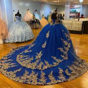 Luxury Royal Blue Quinceanera Dresses For 16 Girl Appliques Beading Princess Ball Gowns Birthday Prom Dress vestido de 15 anos quinceanera 2022