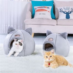 Soft Cat House Gift Pet Bed Kennel Dog Round Cat Winter Warm Sleeping Bag Puppy Cushion Mat Portable Cat Supplies Puppy Caves 201111