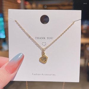 Colares pendentes Geometria Irregular M Letter Titânio Colar de aço para mulheres Simplicidade Chain de clavícula elegante feminina delicada