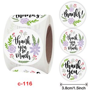 Thank You Stickers Roll for Envelopes, Bubble Mailers, Greeting Cards, Flower Bouquets, Gift Wraps, Tags 500 Pcs 1.5" 1222314