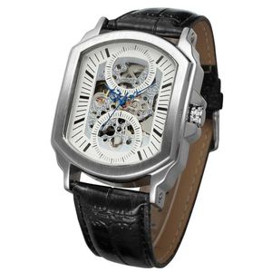 Winner fashion casual orologi da uomo e da donna con cassa irregolare, polso meccanico automatico