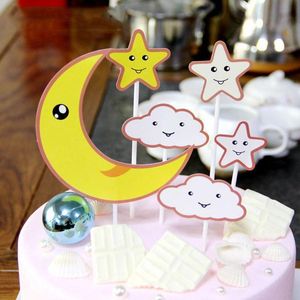 Inne świąteczne zapasy imprezy z kreskówek Moon Star Cloud Zestaw Tort Topper Ornament DIY Ręcznie pieczone urodziny