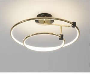 Electroplated LED Ceiling Light 2 Layers Ring Rotatable Ceiling Lamp Bedroom Dining Room Suspended Lighting Fixtures