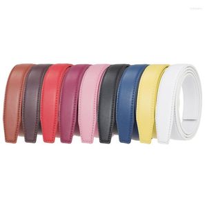 Belts No Buckle 2.4cm Width Thin Leather Belt Men Women Without Automatic Strap Male Black PInk Blue Red WhiteBelts Forb22