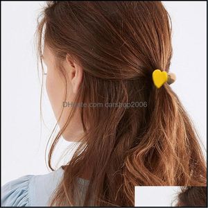 Clamps Hair Jewelry Double Colors Acetic Acid Heart Shape Women Mini Size Alloy Love Ponytail Claw Clips Kore Dh64D