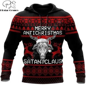 Buon Natale Satanic Claus 3D Stampato Moda Felpe con cappuccio Uomo Felpa Unisex Zip Pullover Giacca casual Tuta DW0253 220402