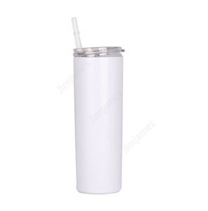 20oz süblimasyon tumbler düz boşluklar beyaz 304 paslanmaz çelik vakum yalıtımlı ince diy bardak araba kahve kupaları deniz nakliye 200pcs daj471