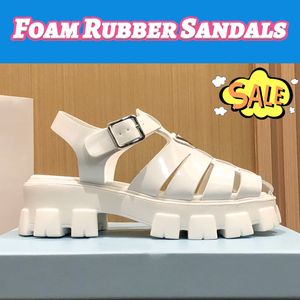 2022 designer slippers Foam Rubber Sandals beach women shoes with box Heightening 5cm luxury sandal black white Thick Bottom Gear Hollow outdoor slides size 35-40