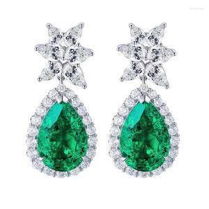 Stud Zhanhao Earring Hook Set 9K Gold Earrings With Big Size Pear Shape Lab Grown Emerald 9.953ct/2p 15 10mm JewelryStud StudStud Kirs22
