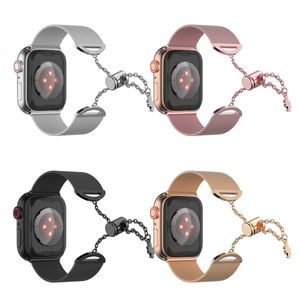 Apple Watch Band Strap Iwatch Serisi 7 SE 40mm 45mm Erkek Tasarımcı Paslanmaz Çelik Bilezikler Wowan Fashion Bands Smart Bizi İzler
